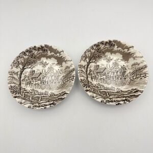 Myott Royal Mail Brown Transferware Fruit Bowls Set of 2 Staffordshire England's